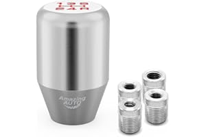 Amazing AUTO (Silver) 5 Speed Weighted Manual Automatic Gear Shifter Shift Knobs Lever with 4 Adapters Fit Compatible with Manual Cars Most Automatic Cars