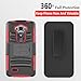 LG G Flex 2 Case, Combo Shell Cover Kickstand with Built-in Holster Locking Belt Clip+Circle(TM) Touch Screen Pen and Screen Protector (Red)