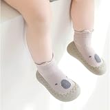 Exemaba Toddler Sock Shoes Soft Sole Non Slip Khaki Raccoon 6-12M view 3