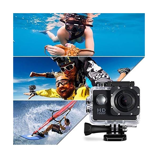 Luckyza HD wasserdichte Action Kamera, 1080P 2" LCD Bildschirm Cam Sport Kamera Unterwasser Digital Camcorder Mit Zubehör Kits Für Outdoor Sport,Yellow – Bild 7