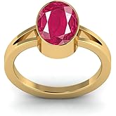 LMDPRAJAPATIS 10.00 Ratti Natural Ruby Manik Gemstone July Birthstone Panchdhatu Gold Ring For Women & Men's