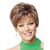 QianBaiHui Wigs for White Women - Short Hair Wig Heat Resistant Synthetic Blonde Hair Fashion Wig + Wig Cap (mix color 1)