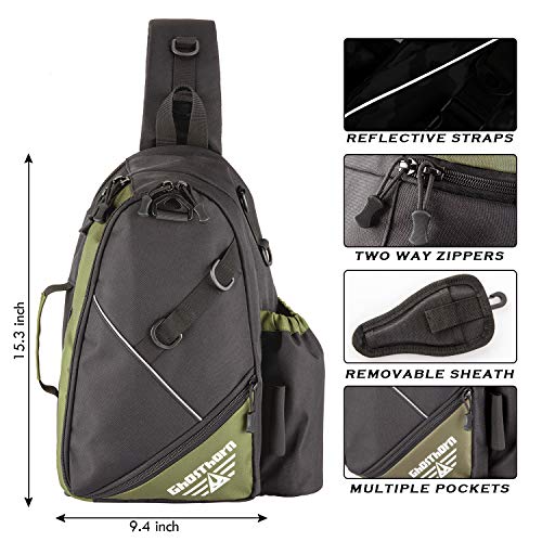 Ghosthorn Fishing Tackle Backpack Sling Bag with Rod Holder Tackle Box