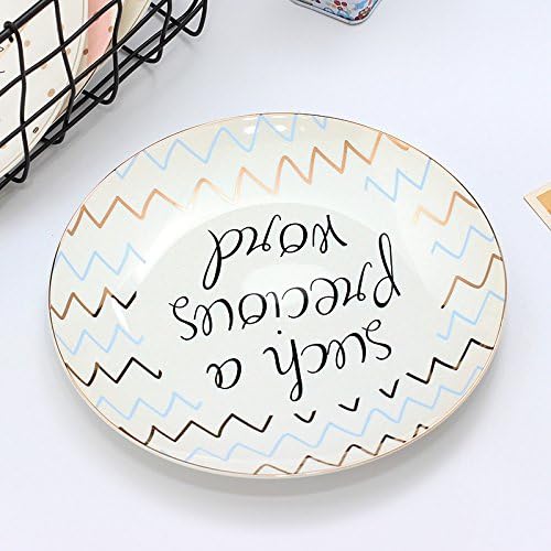 Lqchl Ceramic Tableware _2018 Korean Gold Ceramic Plate Wave Stripe Simple Creative Ceramics,Wave Pattern