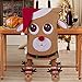 Valery Madelyn 5 Pcs Traditional Red White Reindeer Christmas Chair Covers Set Including 1 Chair Back Cover and 4 Chair Leg Floor Protectors for Dining or Kitchen Decorations