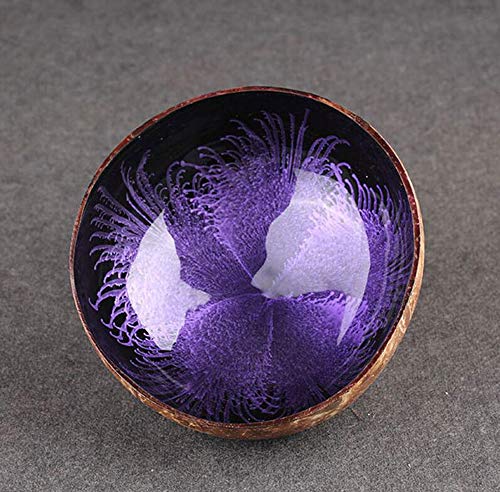 Emousport Coconut Shell Key, Candy Bowl Table Key Storage Section Coconut Bowl Ink Creative Ornament Creative Storage Bowl (Purple) - Thumbnail 4