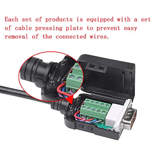 Anmbest 2PCS DB9 Solderless RS232 D-SUB Serial to 9-pin Port Terminal Male Adapter Connector Breakout Board with Case Long Bolts Tail Pipe (2PCS Thinner Male)