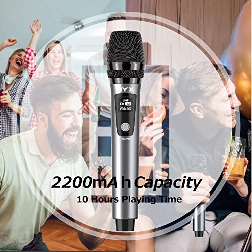 JYX Wireless Microphone, Dynamic Karaoke Microphone with Receiver and AntiSlip Ring, 80ft