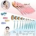 BeautyCoco Oval Toothbrush Makeup Brush Set Foundation Brushes Contour Powder Blush Conceler Brush Makeup Cosmetic Tool Set Rose Gold with Gift Box (Pink)