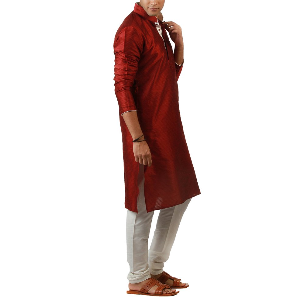amora men's blended silk kurta churidar set