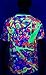 aofmoka Neon Glow Blacklight UV Reactive Party Rave Handmade Art Tee Sport Top Workout Shirt Women Unisex Men Design T-Shirt