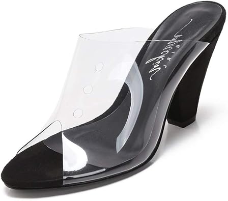 black and clear shoes