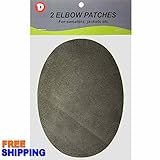 Large Garment Suede Sew-On Elbow Patches 4.75 in x 6.5 in 2/Pkg - Charcoal