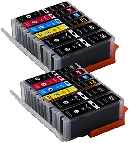 12 Pack YAZA Replacement for 250 251 XL PGI-250XL CLI-251XL Compatible Ink Cartridge (4 PGBK, 2 Cyan, 2 Magenta, 2 Yellow, 2 Black) Compatible With Pixma MX922 MX920 MG5420 MG6620 MG5422 MG5520 MG5500