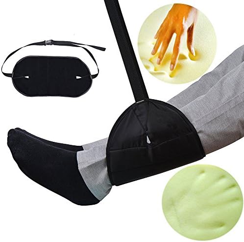 LingAo Foot Rest, Portable Travel Footrest Flight Carry-on Foot Rest Office Feet Rest Foot Hammock (Black)