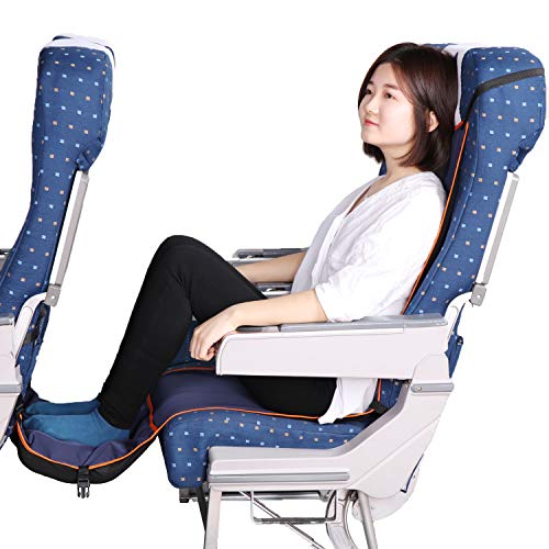 Travel Bread Airplane Footrest Hammock, Portable Travel Footrest with Inflatable Pillows