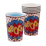 Ginger Ray Comic Superhero Kaboom Party Paper Cups (8 Pack), Mixed