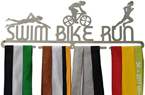 Swim Bike Run Medal Hanger Female - Woman Triathlon Medal Holder / Triathlon Medal Display - Stainless Steel