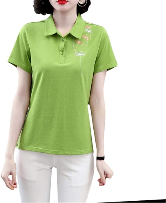 Amazon Ininuk ポロシャツ レディース 短袖 折り襟 シャツ 夏 トップス 可愛い コットン クール 快適 エレガント 大きいサイズ スポーツ ゴルフウェア カジュアル ファッション オシャレ 吸汗速乾 通気 通勤 ｍ ４ｘｌ ポロシャツ 通販