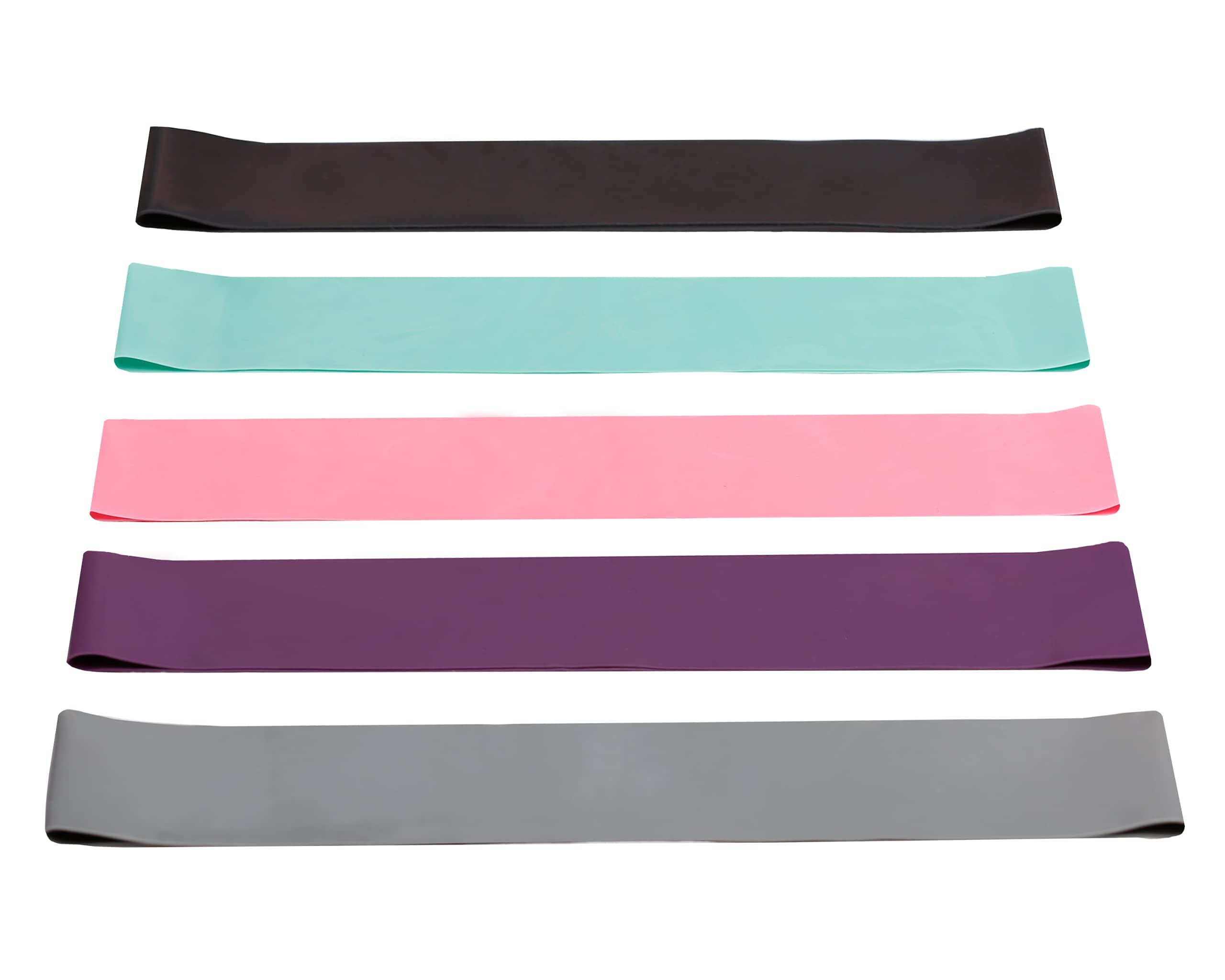 5 Pack Natural Rubber Resistance Bands, Range of Elasticity Skin-Friendly Yoga Pilates Strips, Body Stretching, Weight Training, Whole-Body stabilising Exercises, Compound Work outs (Grey Shade)