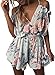WLLW Women Spaghetti Strap V Neck Cold Shoulder Floral Romper Playsuit Jumpsuit