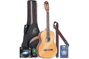 XPIX Ortega R122SN Full-Size Classical Guitar (Natural) Cedar Top, Mahogany Neck, Satin Finish, with Bag, Strings, Capo, Picks, and Essential Accessories