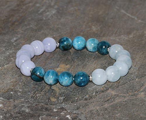 Chunky Apatite Blue Lace Chalcedony Aquamarine Beaded Bracelet Grade AA 8mm Gemstone Bracelet Unisex Bracelet Blue Bracelet Gift Bracelet