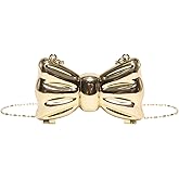 QWINEE Women's Bow Shaped Mini Clutch Purses Cocktail Evening Bag Chain Strap Solid Mini Crossbody Bag for Party