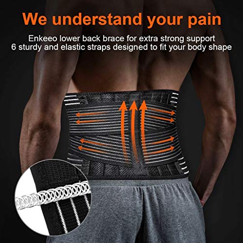 ENKEEO Back Braces Lumbar Lower Belt Support, Relief for Back Pain Support Breathable Brace for men, Dual Adjustable Sciatica Scoliosis Straps for Back Pain & Stress