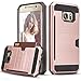 Galaxy S7 Edge Case, TILL(TM) Wallet Case [Card Pocket] Shockproof Dual Protective Shell Rubber Bumper Card Holder Slot Kickstand Case Cover for Samsung Galaxy S7 Edge G9350 All Carrier [Rose Gold]