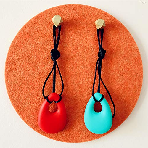 Joyous Journey 2 Pieces Baby Chewing Necklace, Silicone Sensory Teething Necklace Pendants, Soft Nursing Teether Necklace for Mom to Wear