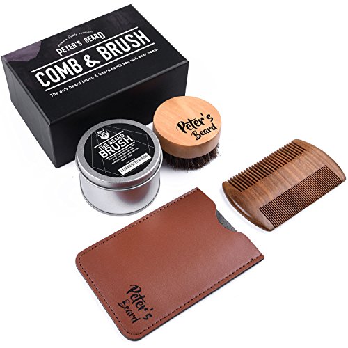 Beard Comb and Brush Set for Men - Wooden Beard Comb Sandalwood Beard Comb - Natural Horse Hair Bristle Brush - Perfect for Beard Balms & Oils – Soften and Condition Itchy Beards - 2 Year Warranty - Thumbnail 5