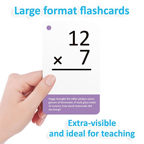 Self-Checking Multiplication Flashcards with Word Problems, All Facts 0-12 by Pint-Size Scholars