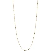 Primavera Italy Gold Tone and Pearl Station Chain Necklace, 18-Inch, Gold Over Sterling Silver with Lobster Clasp