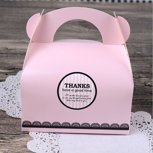 ONOR-Tech Set of 12 Portable Cupcake Treat Favor Boxes Containers with Handle (Pink)