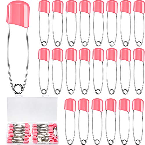 Clothes Pins 50-Pack Heavy Duty Diaper Pins - 2.2 Inch Safety Pins With Plastic Locks & Velvet Bag (Stainless Steel) Cloth Diapers For Babies
