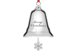 Styleonme Decorative Bells, Christmas Ornaments 2025, Engraved It's Merry Christmas 2025, Silvery Bells Decoration with Pendants Snowflakes