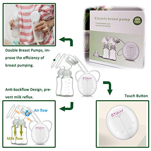 image for BTshine Breast Pump Double Electric - Breastfeeding Massager USB Sucti
