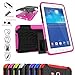 Mama Mouth Shockproof Heavy Duty Combo Hybrid Rugged Dual Layer Grip Cover with Kickstand for Samsung Galaxy Tab 3 Lite/Tab E 7.0 T110 T111 T113 T115 T116(with 4 in 1 Packaged),Pink