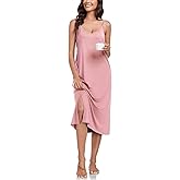 BestWendding Women's Full Slips for Under Dress Spaghetti Straps Cami Slip Dresses Sexy V Neck Split Long Nightgowns