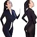 LOVER Womens Sexy Lingerie Double Zipper Long Sleeves, Black, Size One Size
