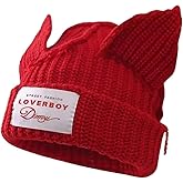 Cat Ear Beanie Cat Ear Hat Y2k Hat for Women Men Unisex Knit Beanies Soft Slouchy Warm Crochet Cap