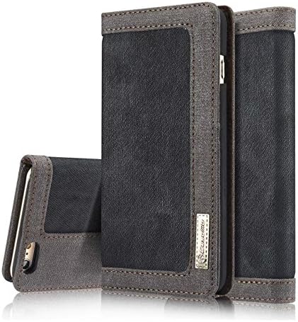 iPhoen 6S Case,iPhoen 6 Case,AKHVRS Ultra Slim Case,Folio Denim Wallet Case,Flip Cover with Magnetic Closure for iPhone 6 / 6S 4.7",Black