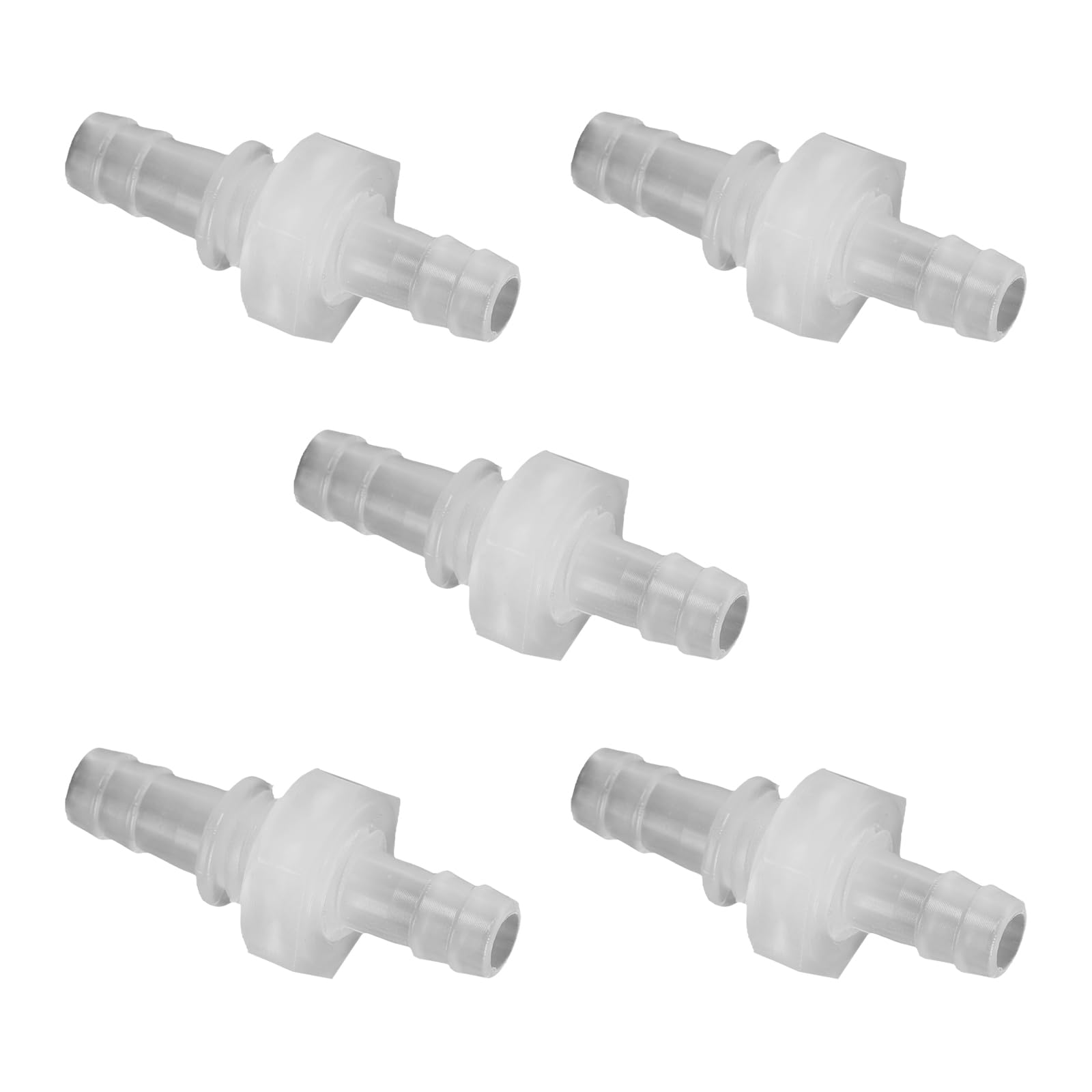 Ruimou 5Pcs 1/4 inch(8-M12-8) Plastic Hose Barb Straight Through Union Connection Fittings with M12 Hex Nut for Aquarium Water/Fuel/Air