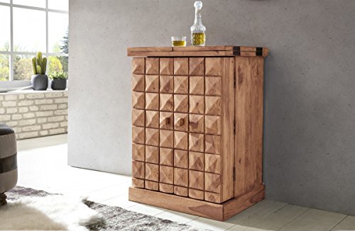 KADIMA DESIGN Hausbar Massivholz Akazie Vitrine ausklappbar Landhausstil Barschrank – Bild 7