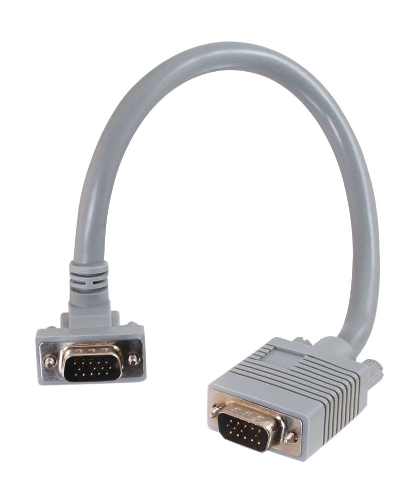 C2G 10M Premium HD15 SXGA VGA to VGA Monitor Cable with 90 Degree Connector. Male VGA to Male 90 degree VGA Computer Cable