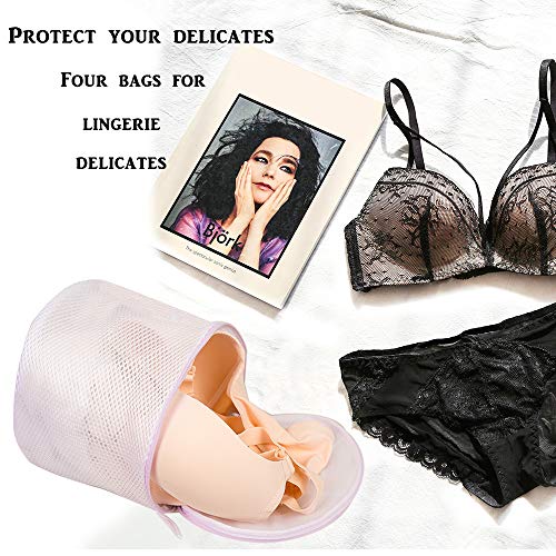 Wanapure Bra Wash Bag for Washing Machine, Mesh Laundry Bag with Zipper for Lingerie, Delicates, Intimates, Panties, Lace, Underwear, Socks, Tights, Stocking (Purple, 4 Pack (Large)) - Thumbnail 6