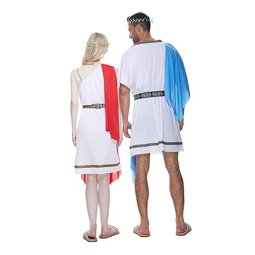 Greek Toga Costume for Couple Women Halloween Greek Costumes Men