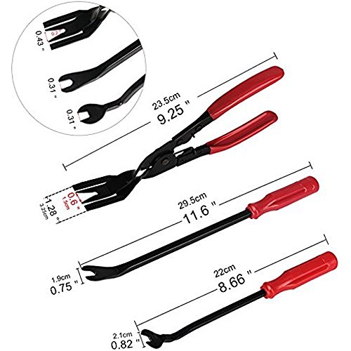 Wilk New 3 Pcs Car Door Trim Clip Plier Set , Fastener Remover Puller Repair - Combo Repair Tool Kit Set