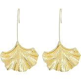 Leaf Earrings Leaf Dangle Drop Earrings Gold Ginkgo Earrings for Women Thanksgiving Fall Fashion Jewelry